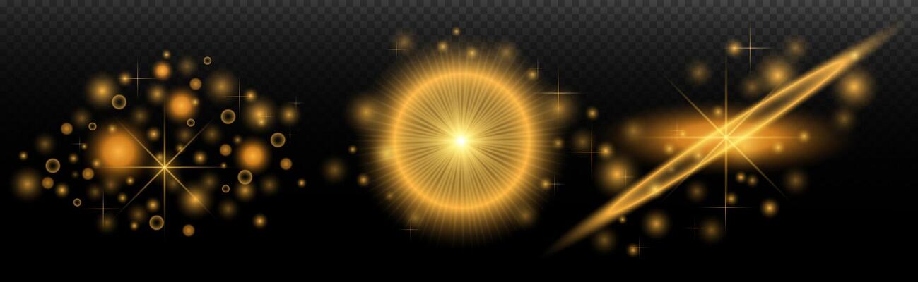golden light. effects on a black background