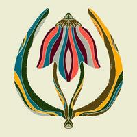 a colorful flower with a leaf in the center vector