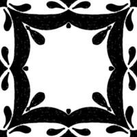 a black and white square pattern with a flower in the center vector