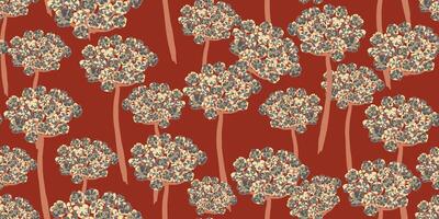 a pattern with trees, on a red background vector