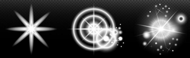 four different types. of star lights on a black background vector