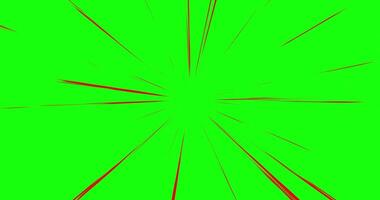 Red speed lines radiate from a central point isolated on green background, creating a sense of dynamic movement and energy that captures attention and conveys speed. video