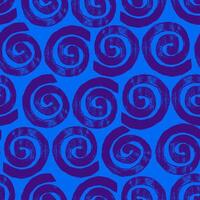 Geometric Swirls Seamless Pattern with Trendy Bold Lines Isolated on Blue Background. Colorful decorative and minimal hand drawn design perfect for print, fashion, wrapping paper, fabrics vector