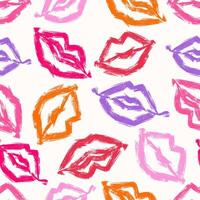 Girly Seamless Pattern with Bold Shapes of Lips Isolated on White Background. Colorful decorative and minimal hand drawn design perfect for print, fashion, wrapping paper, fabrics vector