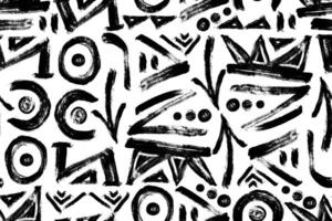 Geometric Abstract Brushstrokes Seamless Pattern with Bold Shapes Isolated on Simple White Background. Decorative and minimal hand drawn design perfect for print, fashion, wrapping paper, fabrics vector