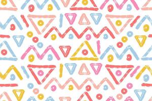 Geometric Bold Shapes in Seamless Pattern Isolated on Simple Flat White Background. Colorful pastel decorative and minimal hand drawn design perfect for print, fashion, wrapping paper, fabrics vector