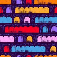 Colorful Abstract Seamless Pattern with Trendy Geometric Bold Shapes. Colorful decorative and minimal hand drawn design perfect for print, fashion, wrapping paper, fabrics vector