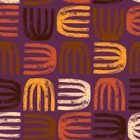 Vintage Geometric Abstract Brushstrokes Seamless Pattern with Trendy Bold Shapes. Colorful decorative and minimal hand drawn design perfect for print, fashion, wrapping paper, fabrics vector