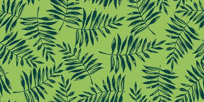 Seamless Pattern with Hand Drawn Grunge Fern Leaves. Nature contemporary floral art design in retro style with subtle grunge effect perfect for modern print projects, fashion, wrapping paper vector
