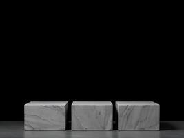a row of three luxurious marble stones in the shape of a box. Suitable for product stands photo