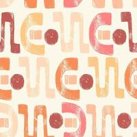 Retro Geometric Abstract Seamless Pattern with Trendy Bold Shapes. Colorful decorative and minimal hand drawn design perfect for print, fashion, wrapping paper, fabrics vector
