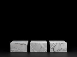a row of three square-shaped stones. Suitable for product stands photo