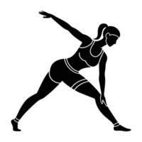 Woman stretching before jog silhouette isolated on white background for warm-up routine vector