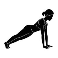Woman in reverse plank pose silhouette isolated on white background for core stability vector