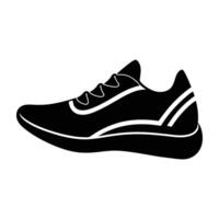 Clean minimalist running shoe profile silhouette on white background with sleek design vector