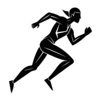 Dynamic minimalist running athlete silhouette on white background with clear design vector