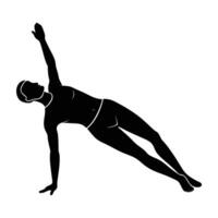 Yoga person doing side plank silhouette isolated on white background for core strengthening vector