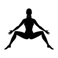 Woman in reverse tabletop pose silhouette isolated on white background for balanced stretch vector