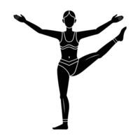 Yoga exercise with extended legs silhouette isolated on white background for improved flexibility vector