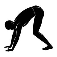 Yoga person bending forward silhouette isolated on white background for effective stretch vector