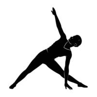 Distinct yoga side stretch with arm raised silhouette on white background for improved lateral flexibility vector