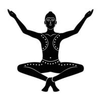 Yoga exercise with controlled breathing silhouette isolated on white background for mindful practice vector