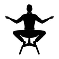 Man in revolved chair pose silhouette icon on white background vector