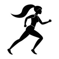 Woman running with ponytail swaying silhouette isolated on white background for dynamic style vector