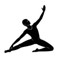 Yoga session with a person stretching silhouette isolated on white background for revitalizing practice vector