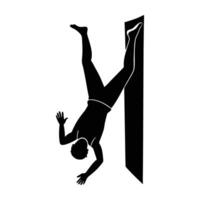 Distinct yoga handstand against a wall silhouette on white background for advanced inverted strength vector
