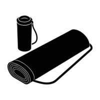 Yoga mat with strap beside it silhouette isolated on white background for secure practice setup vector
