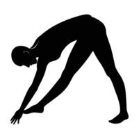Distinct yoga person bending forward silhouette on white background for improved flexibility vector