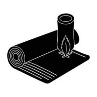 Yoga mat with towel on top silhouette isolated on white background for organized studio practice vector