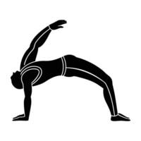 Man in supported bridge pose silhouette icon on white background vector