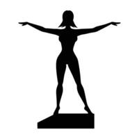 Distinct woman in reverse tabletop pose silhouette on white background for enhanced balance vector