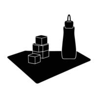 Distinct yoga mat with blocks beside it silhouette on white background for enhanced support vector