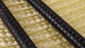 Bamboo textures and patterns in closeup sequence of artisan crafting video