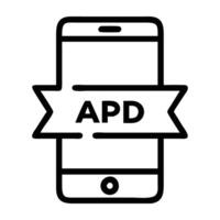 Mobile app ad campaign icon featuring smartphone and banner on white background vector