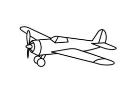 Minimalist flat line art variant of a vintage monoplane silhouette on white background vector