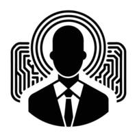 Biometric authentication for digital network silhouette isolated on white background vector