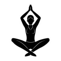 Dynamic yoga stretching with arms raised silhouette art on white background vector