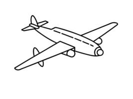 Minimalist line art variant three of a classic airplane with gentle design on white background vector