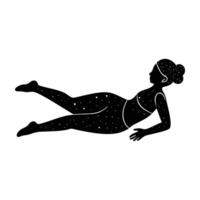 Yoga relaxation lying down silhouette isolated on white background for restorative calm vector