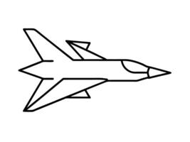 Minimalist line art of a streamlined fighter jet silhouette on white background vector