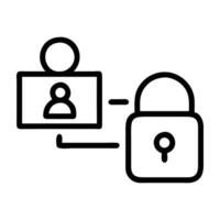 Data privacy compliance icon with padlock and user silhouette on white background vector