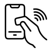 Mobile payment NFC tap icon isolated on white background for secure transactions vector
