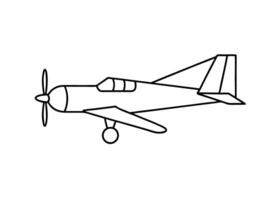 Detailed line art variant of a single classic monoplane silhouette on white background vector