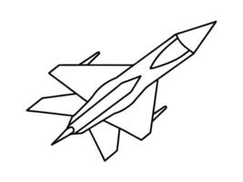 Minimalist line art variant of a streamlined fighter jet silhouette on white background vector
