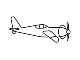 Minimalist flat line art variant of a classic propeller airplane silhouette on white background vector