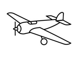 Minimalist flat line art variant three of a vintage monoplane silhouette on white background vector
